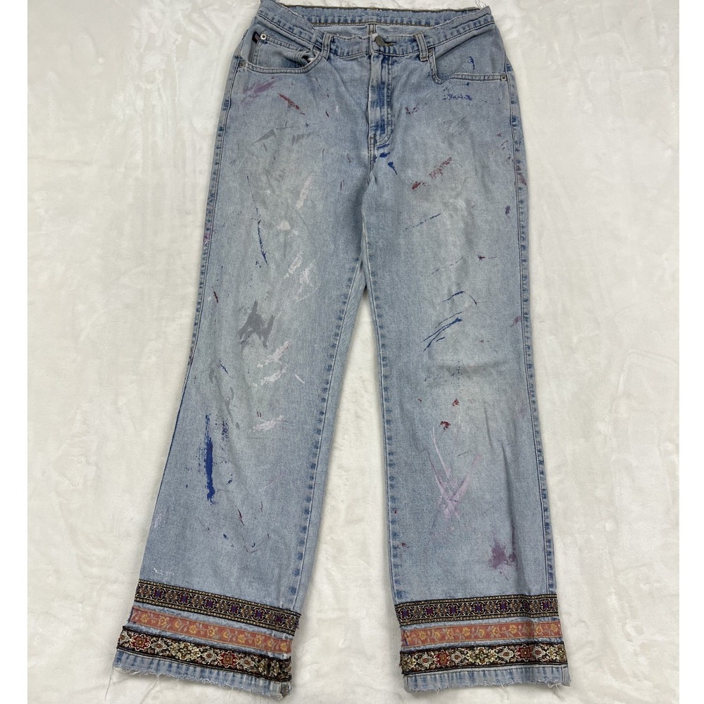 Levi's Flare Jean Womens 12x31 Light Wash Paint Splatter Embroidered 5014WAZ
